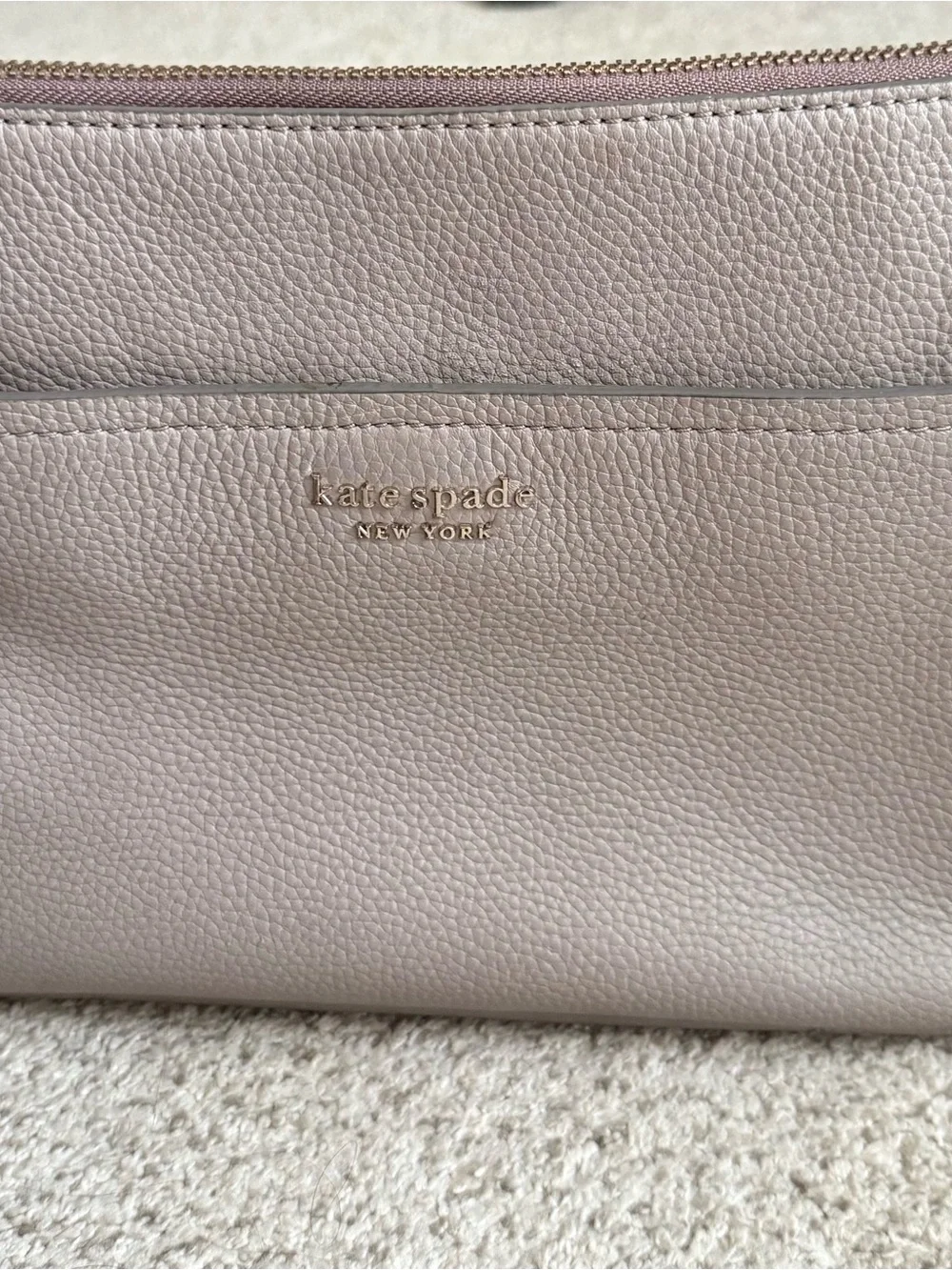 kate spade New York Pebbled Light Blush Leather Shoulder Bag with Gold Logo